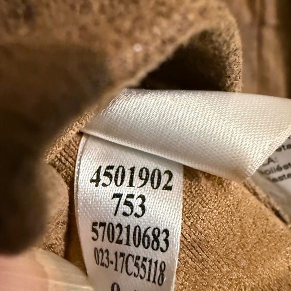 Chicos Jacket Women Medium Brown Distressed Double Breasted Faux Leather Moto 2 - Picture 9 of 9